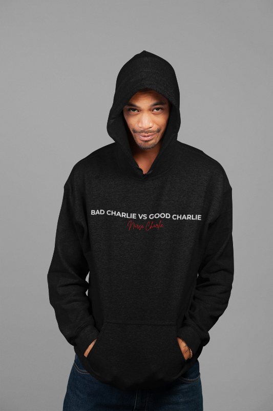 Bad Charlie Vs Good Charlie Hoodie Back & Front Logo- Red/White