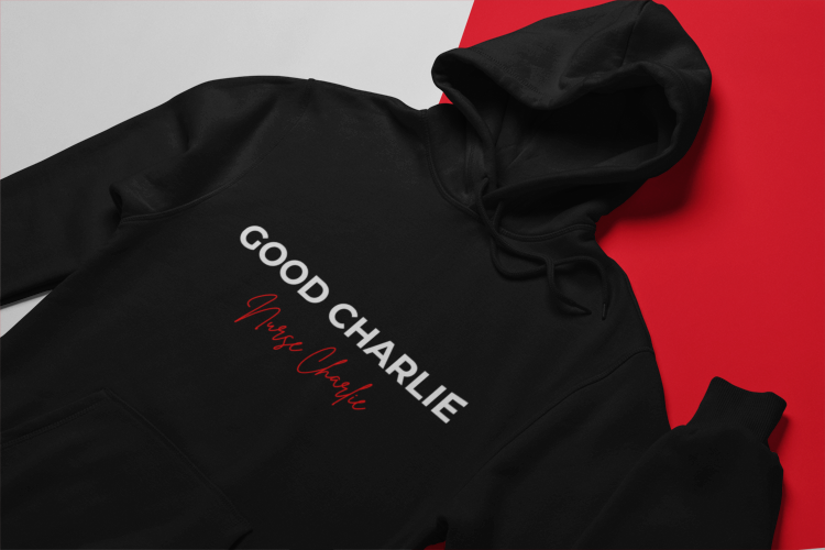 Good Charlie Hoodie Logo- White/Red