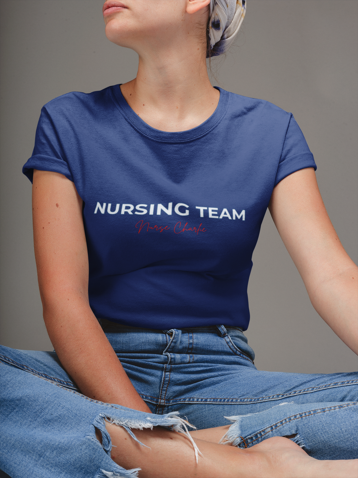 Nursing Team T-Shirt Logo-White/Red