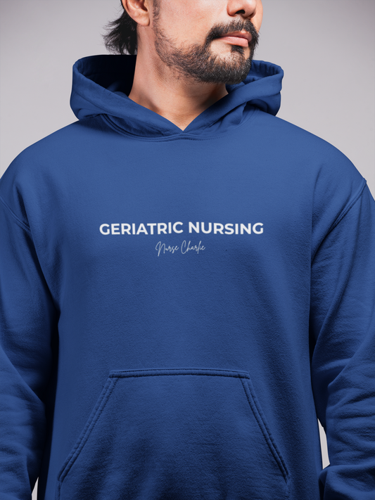 Geriatric Nursing Hoodie Logo-White