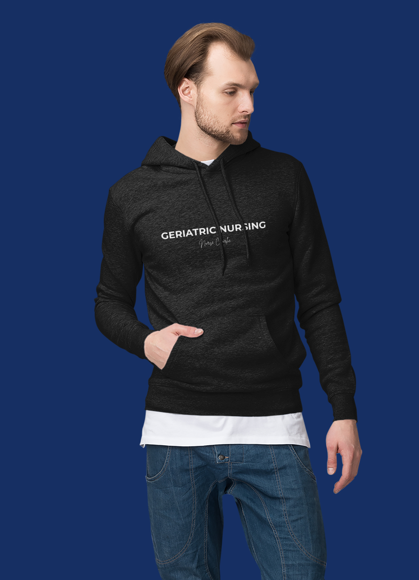 Geriatric Nursing Hoodie Logo-White