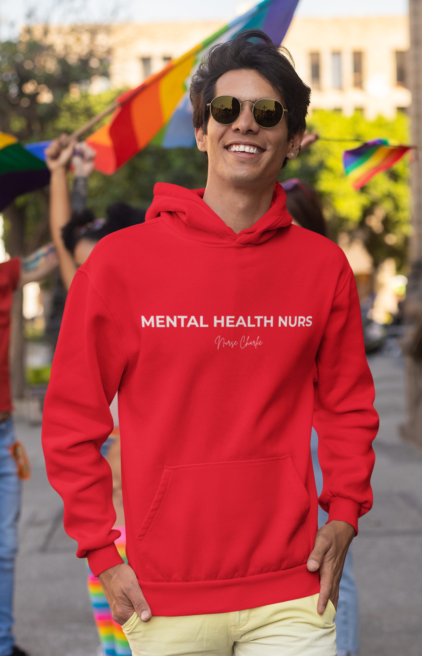 Mental Health Nurse Hoodie Logo-White