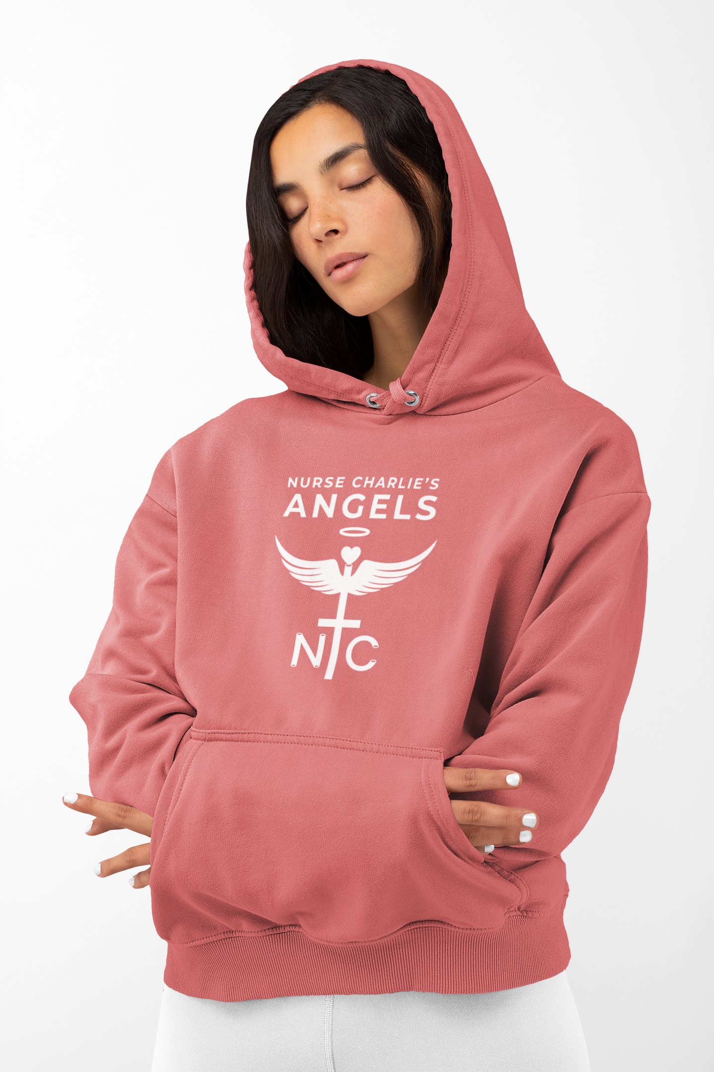 Nurse Charlie's Angels Classic Hoodie Logo-White