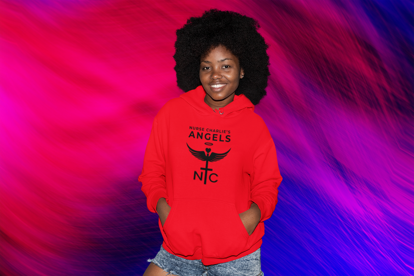 Nurse Charlie's Angels Classic Hoodie Logo-Black