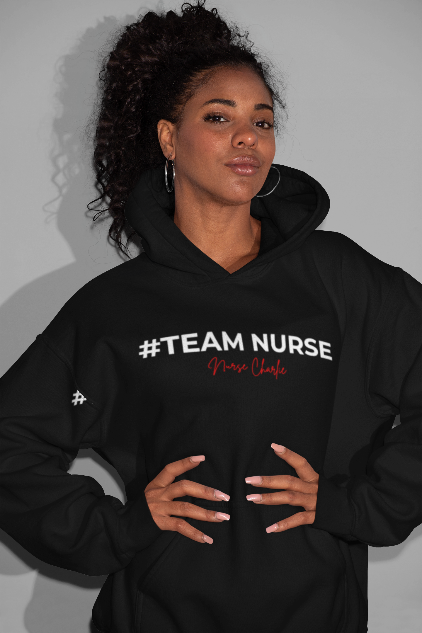 #Team Nurse Hoodie Logo-White/Red