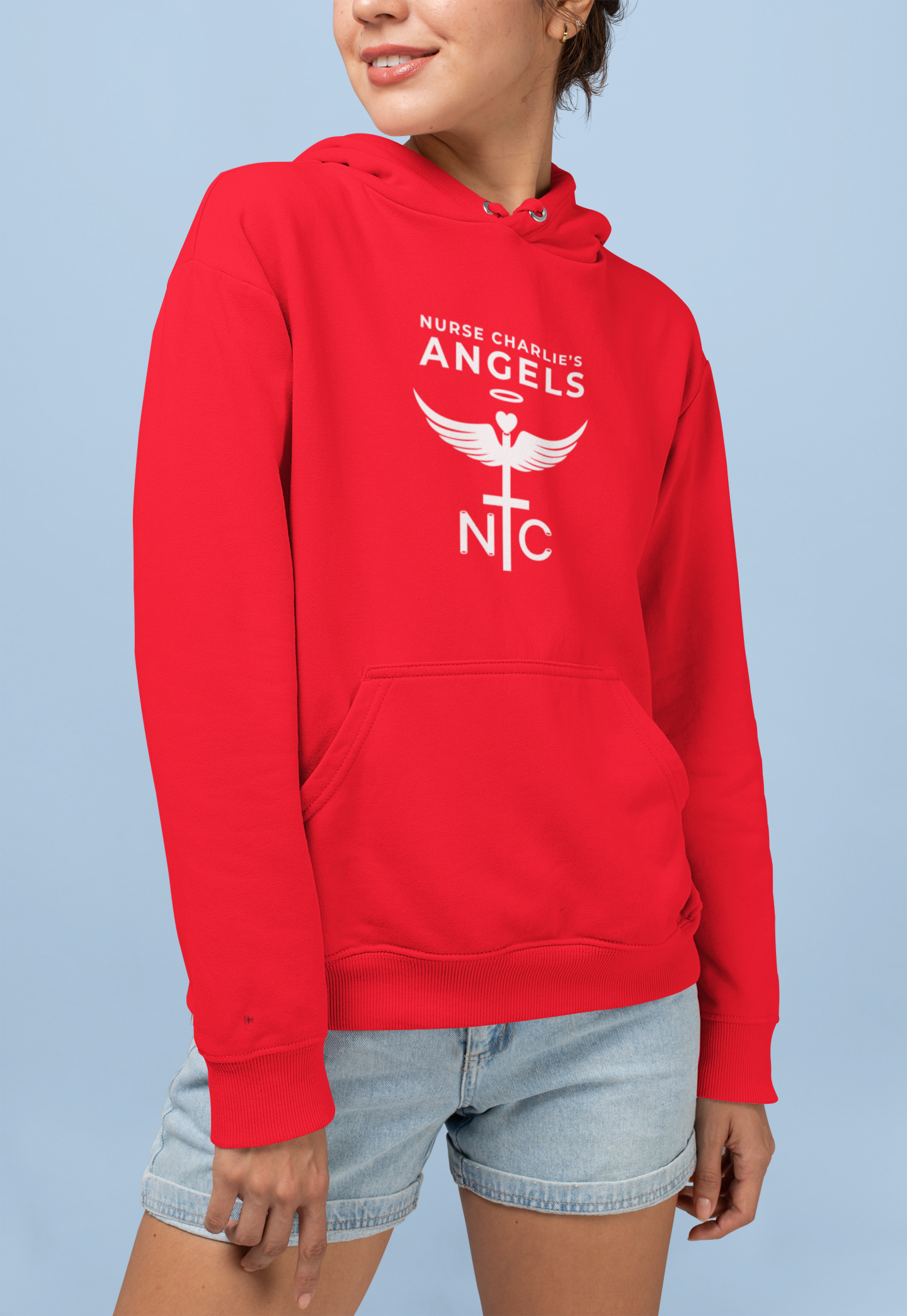 Nurse Charlie's Angels Classic Hoodie Logo-White