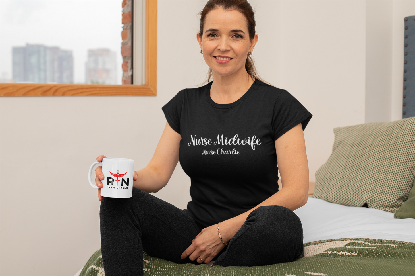 Nurse Midwife T-Shirt Logo-White OR Red